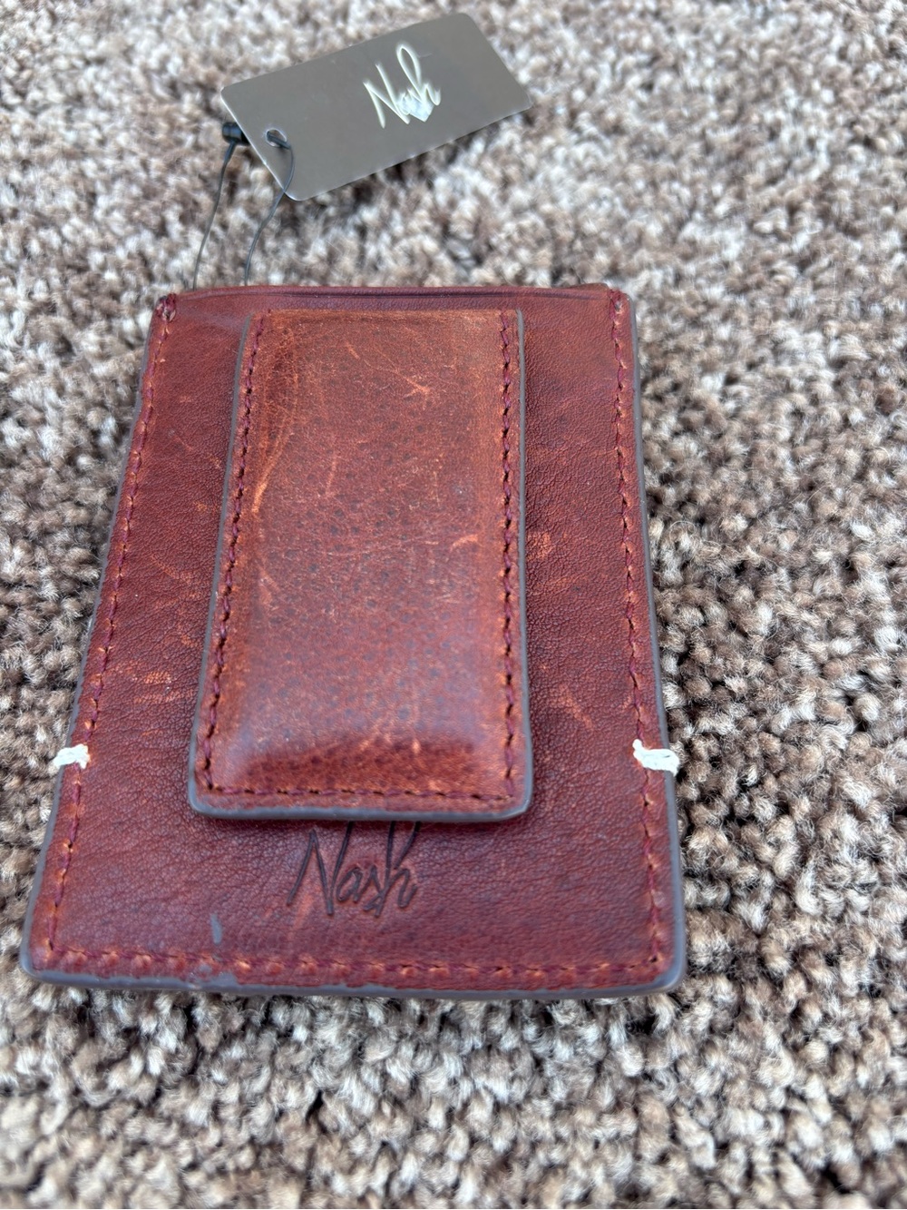 NWT Patricia Nash Brown Leather Money Clip Card Wallet - Slim Men’s Accessory